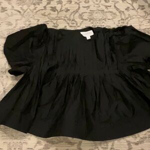 Anthropologie Black Ruffled Bib Collar Blouse